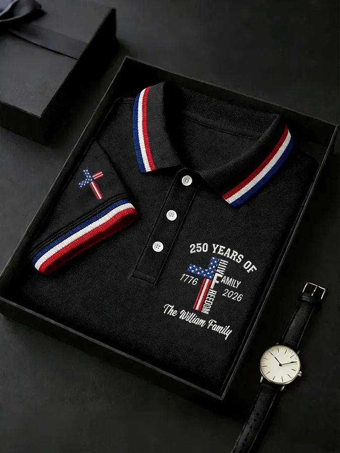 250 Years of Faith & Family USA Custom Embroidered Polo Shirt