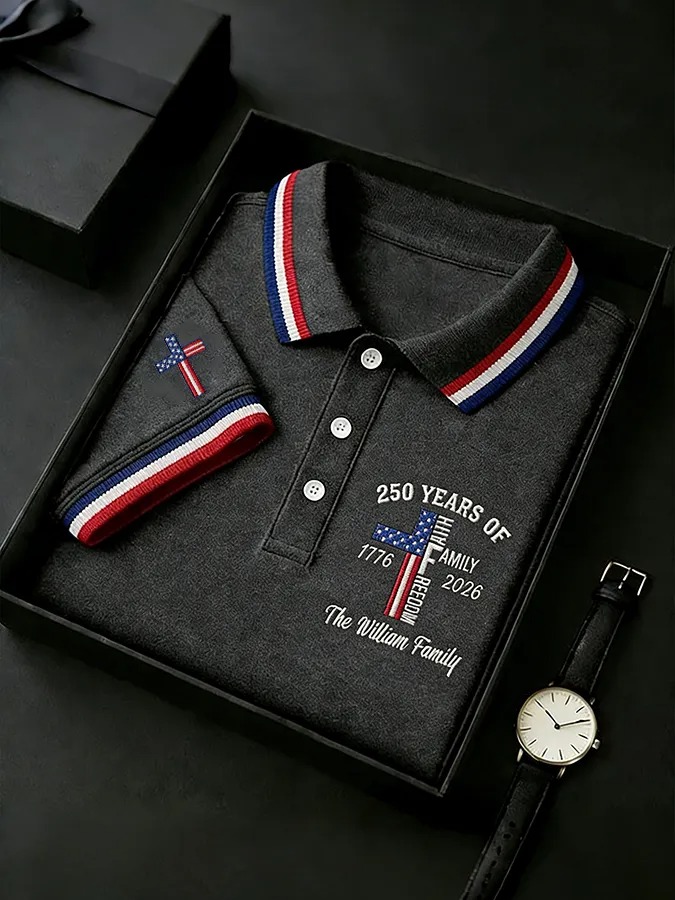 250 Years of Faith & Family USA Custom Embroidered Polo Shirt
