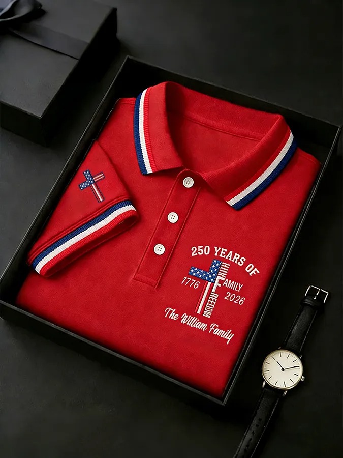 250 Years of Faith & Family USA Custom Embroidered Polo Shirt