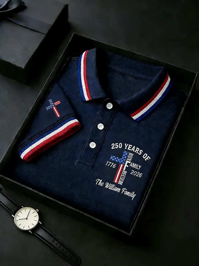 250 Years of Faith & Family USA Custom Embroidered Polo Shirt
