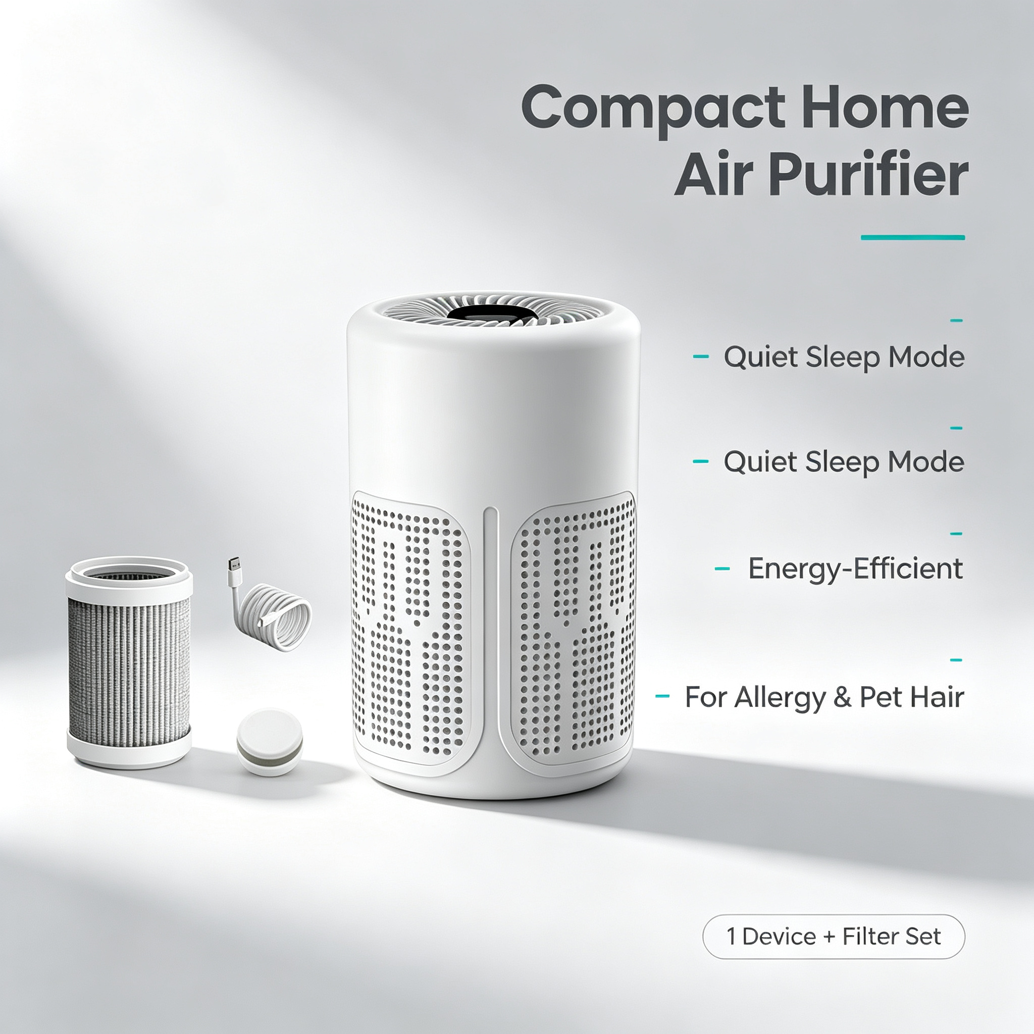Compact Home Air Purifier – Quiet, Energy-Efficient for Allergy & Pet Hair