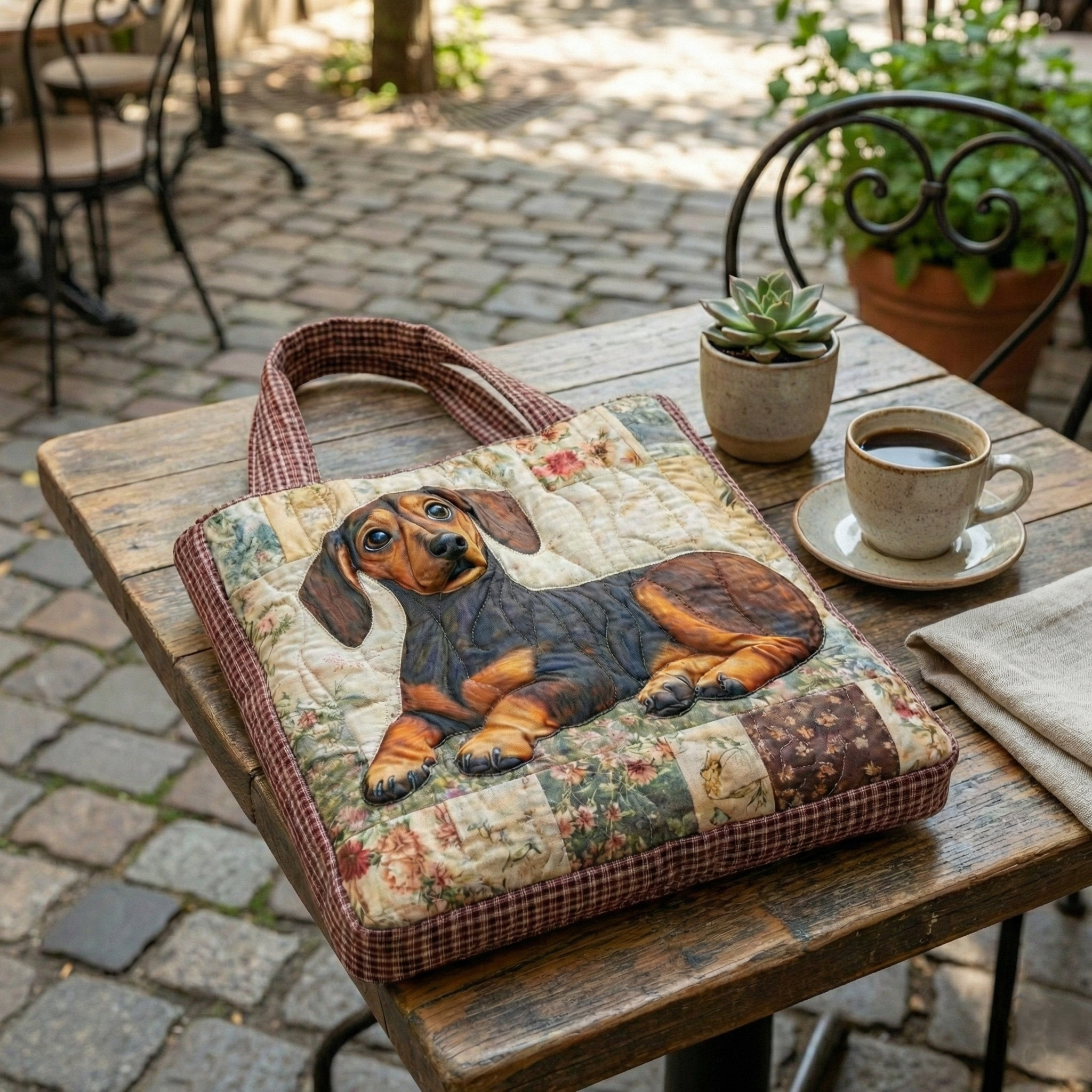 Farmhouse Dachshund Quilted Tote Bag GFTOQA1176