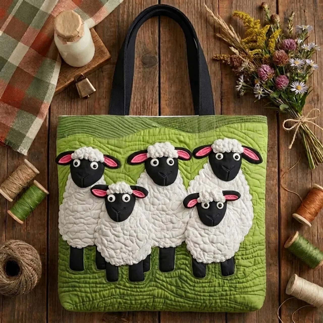 Sheep Serenity Quilted Tote Bag GFTOHD8063