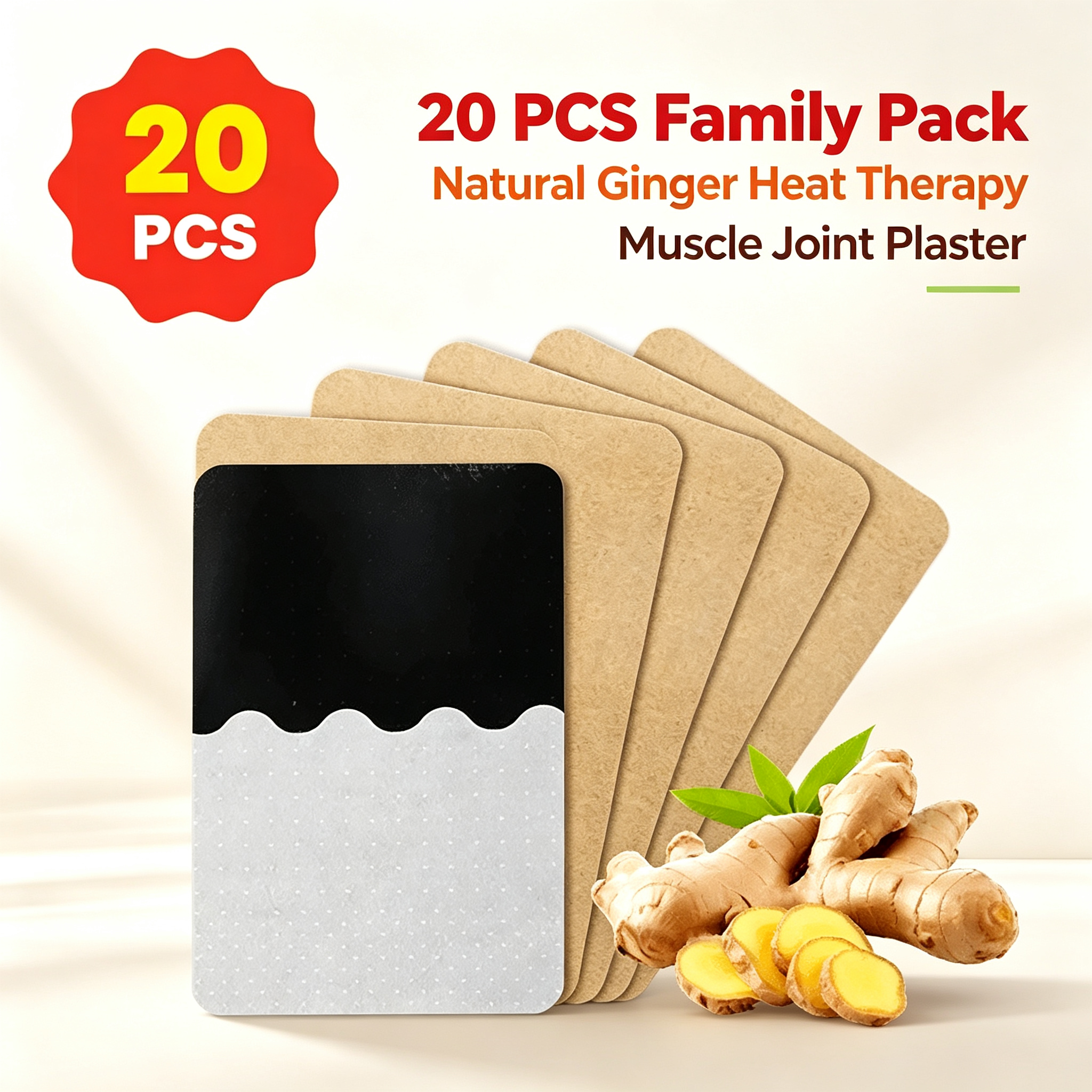 Herbal Pain Relief Ginger Patch – Natural Heat Therapy Moxibustion Plaster, Full Body Muscle & Joint Patch