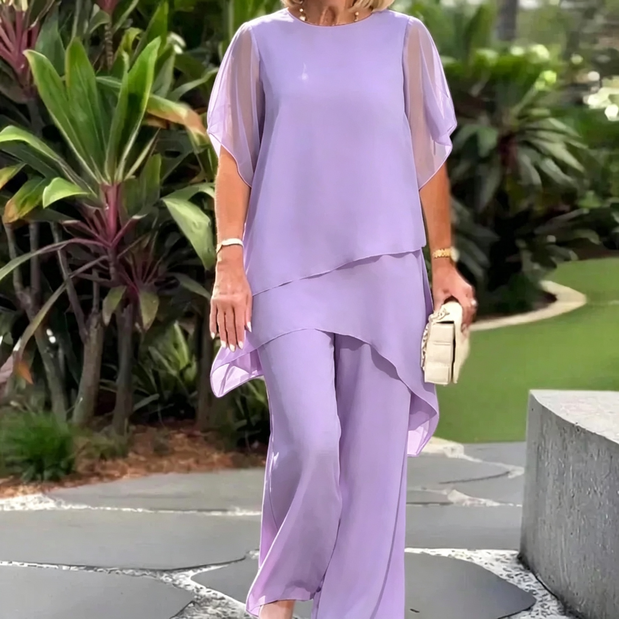 🔥Ad Final Day: 70% Off🔥Asymmetric Top & Wide Leg Pants Set