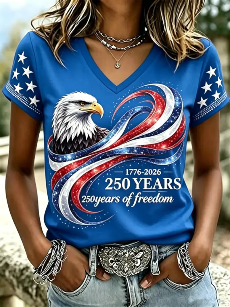 Women's Patriotic Eagle Swirl Short Sleeve T-Shirt