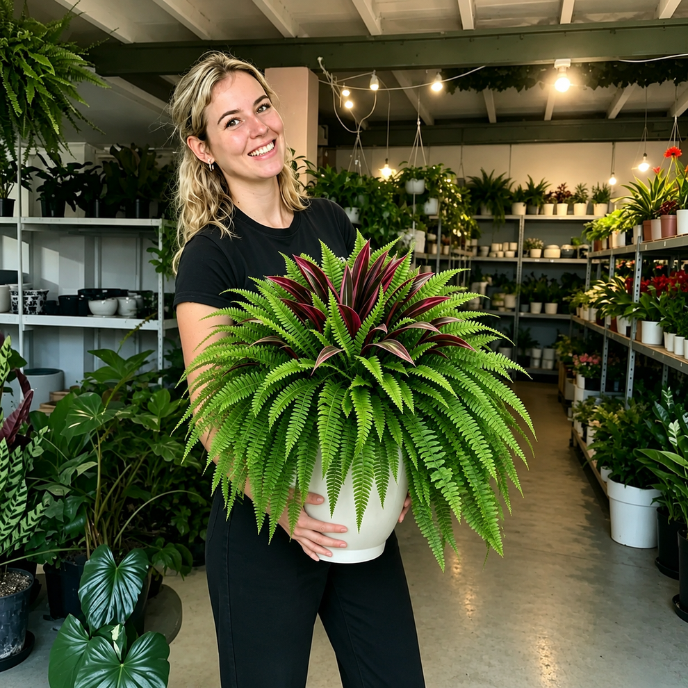 🔥LAST DAY SPECIAL 50% 🌿UV-Resistant Artificial Fern & Red Dracaena Decorative Plants – Full, Lush & Fade-Resistant!