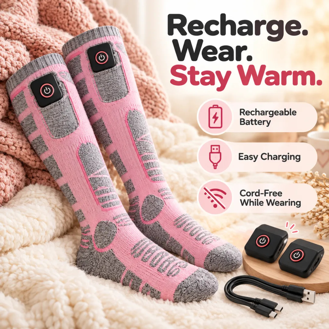 WarmStep Rechargeable Heated Socks – Adjustable Heat for Cold Weather