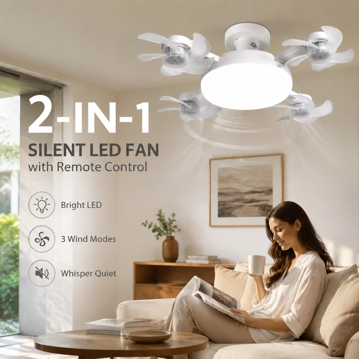 Remote Controlled LED Ceiling Fan Light