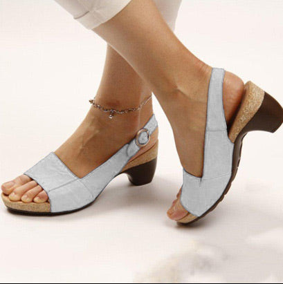 Grishay Women's Elegant Low Chunky Heel Comfy Sandals
