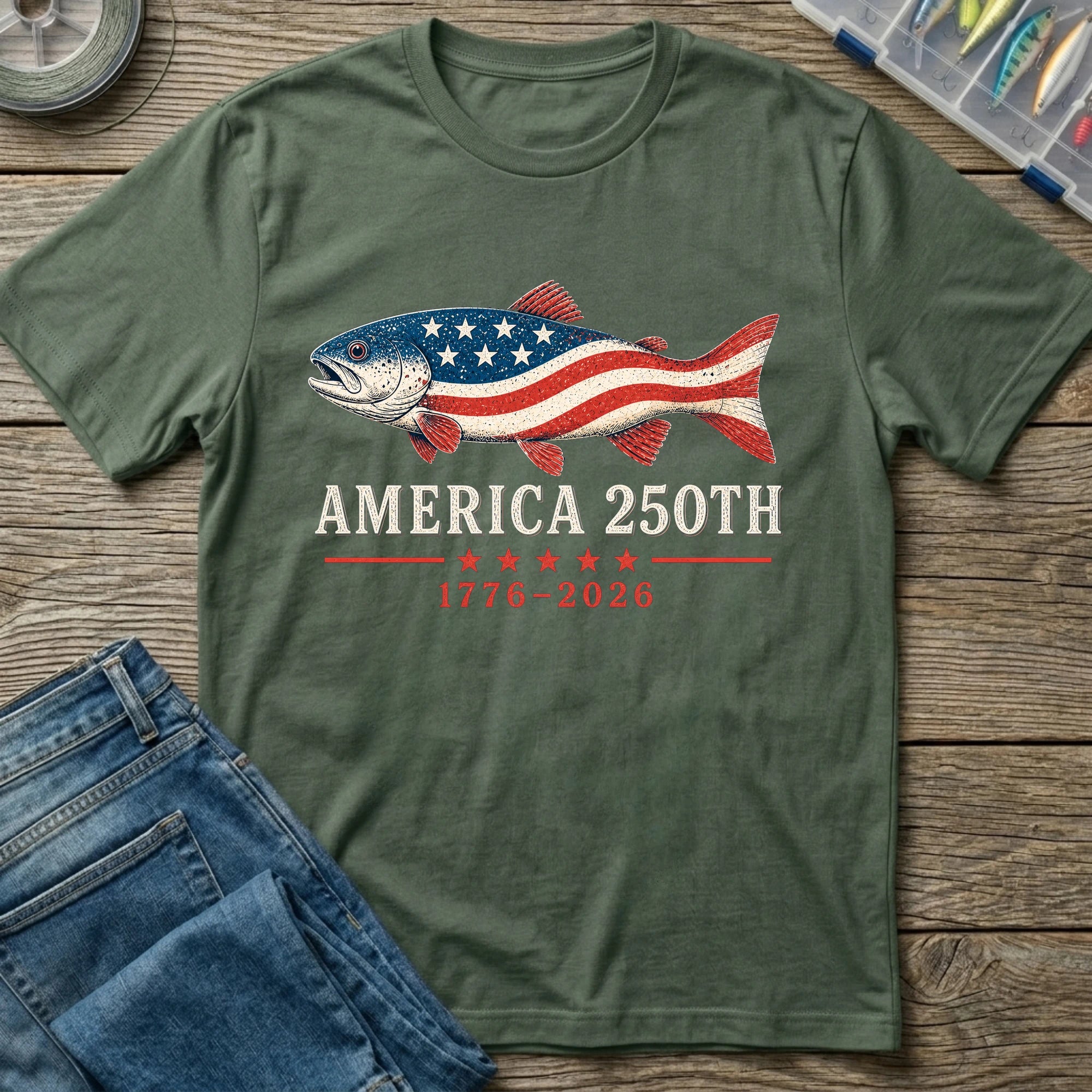 Rainbow Trout Military Green T-Shirt