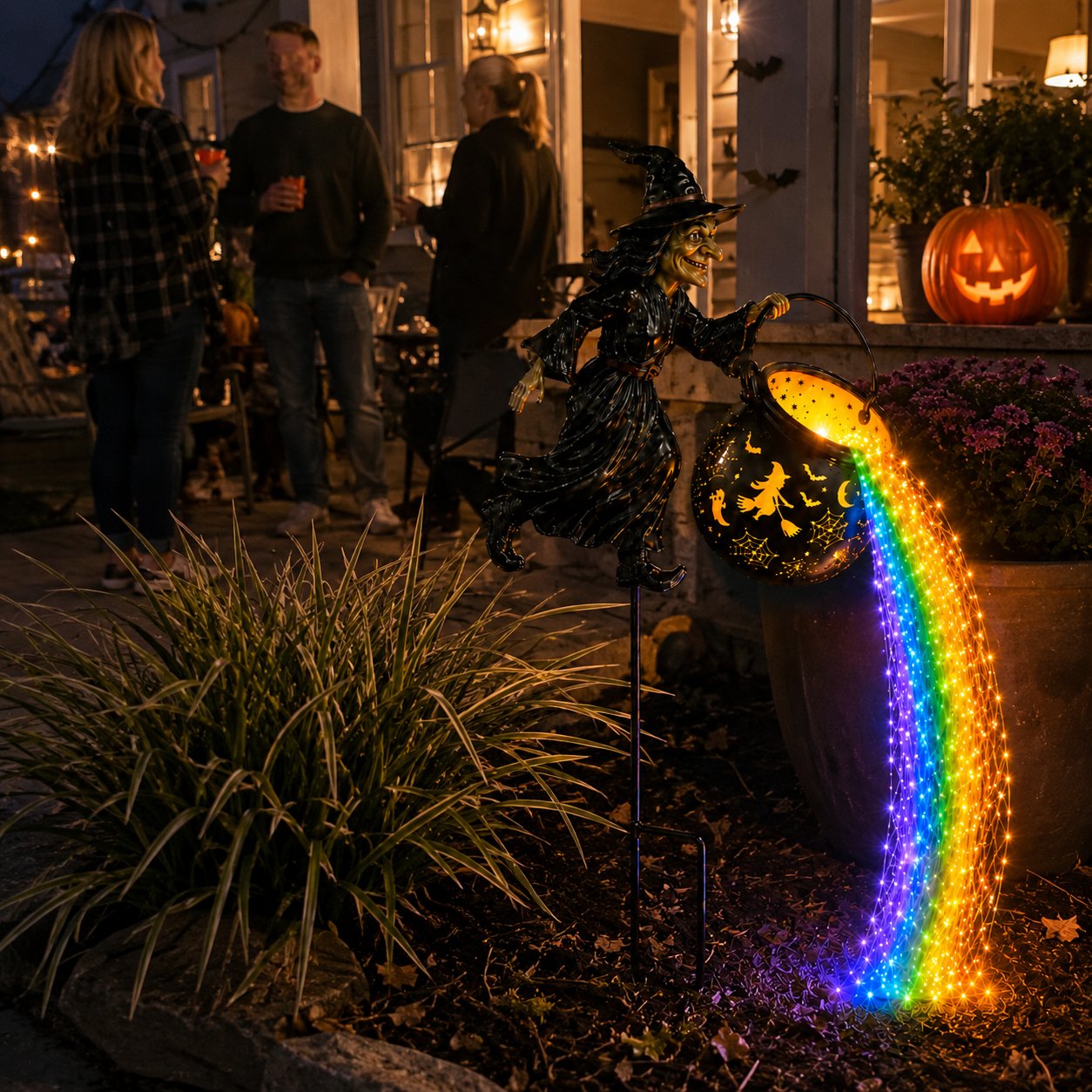 Halloween Witch Cauldron Garden Light