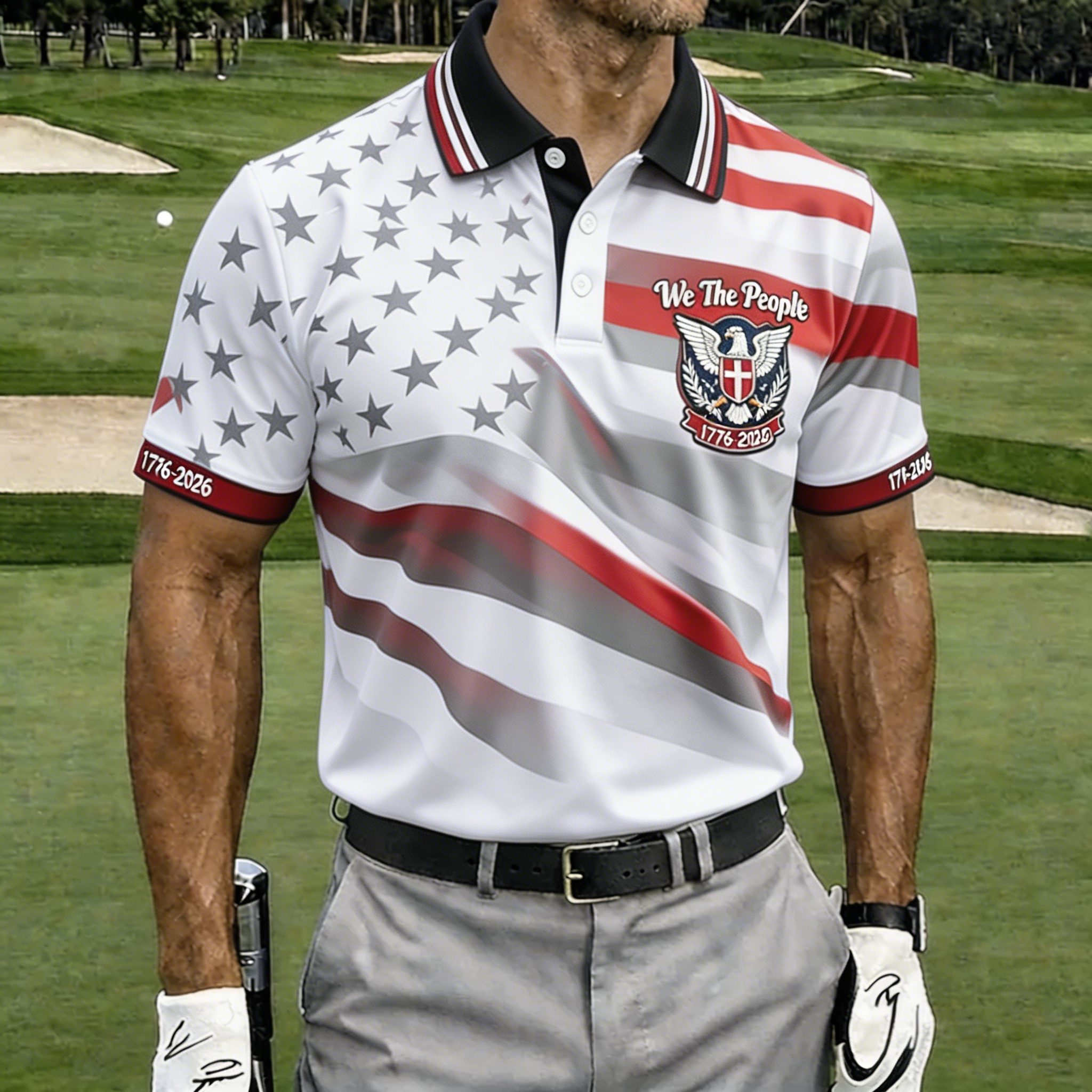 We The People 1776-2026 Patriotic Golf Polo Shirt