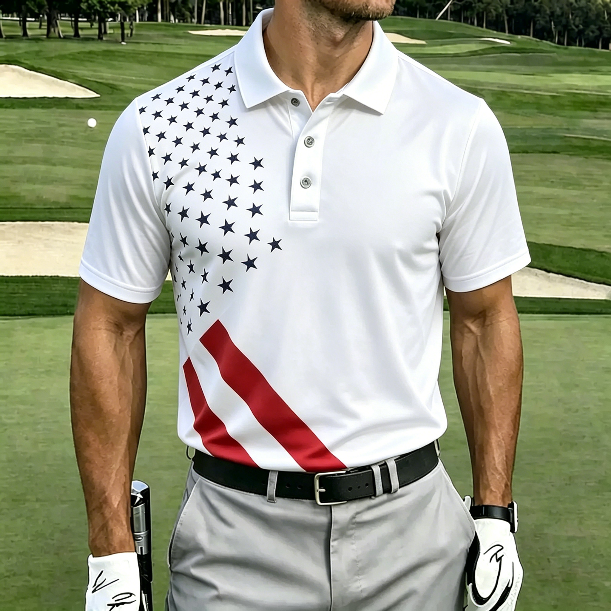 USA Patriotic Distressed American Flag Golf Polo Shirt | Tactical Eagle Patriotic Polo