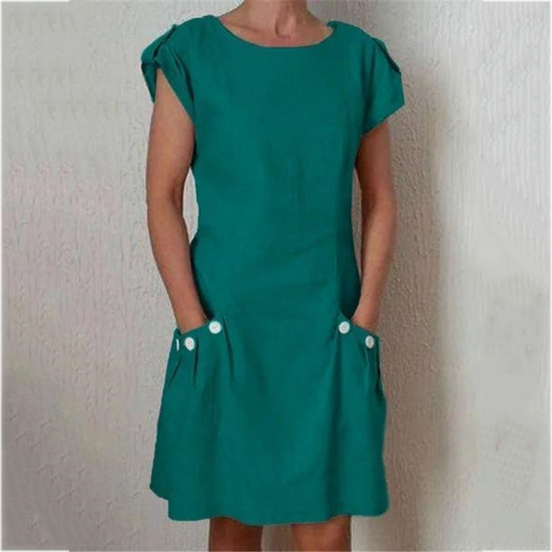 (S-5XL) Women's summer dresses with short sleeves for everyday wear