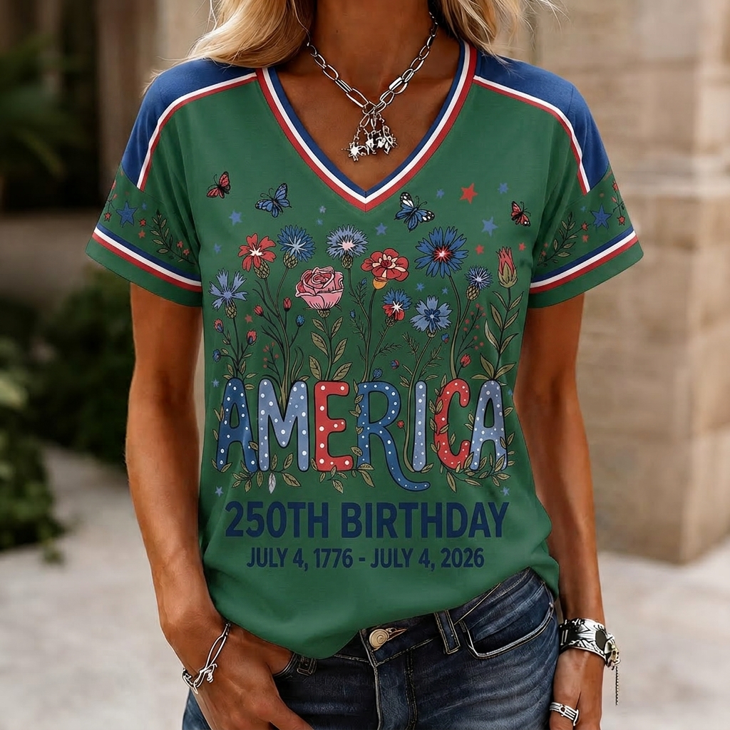 U.S. Founding 250th Anniversary Commemorative Casual Printed T-Shirt