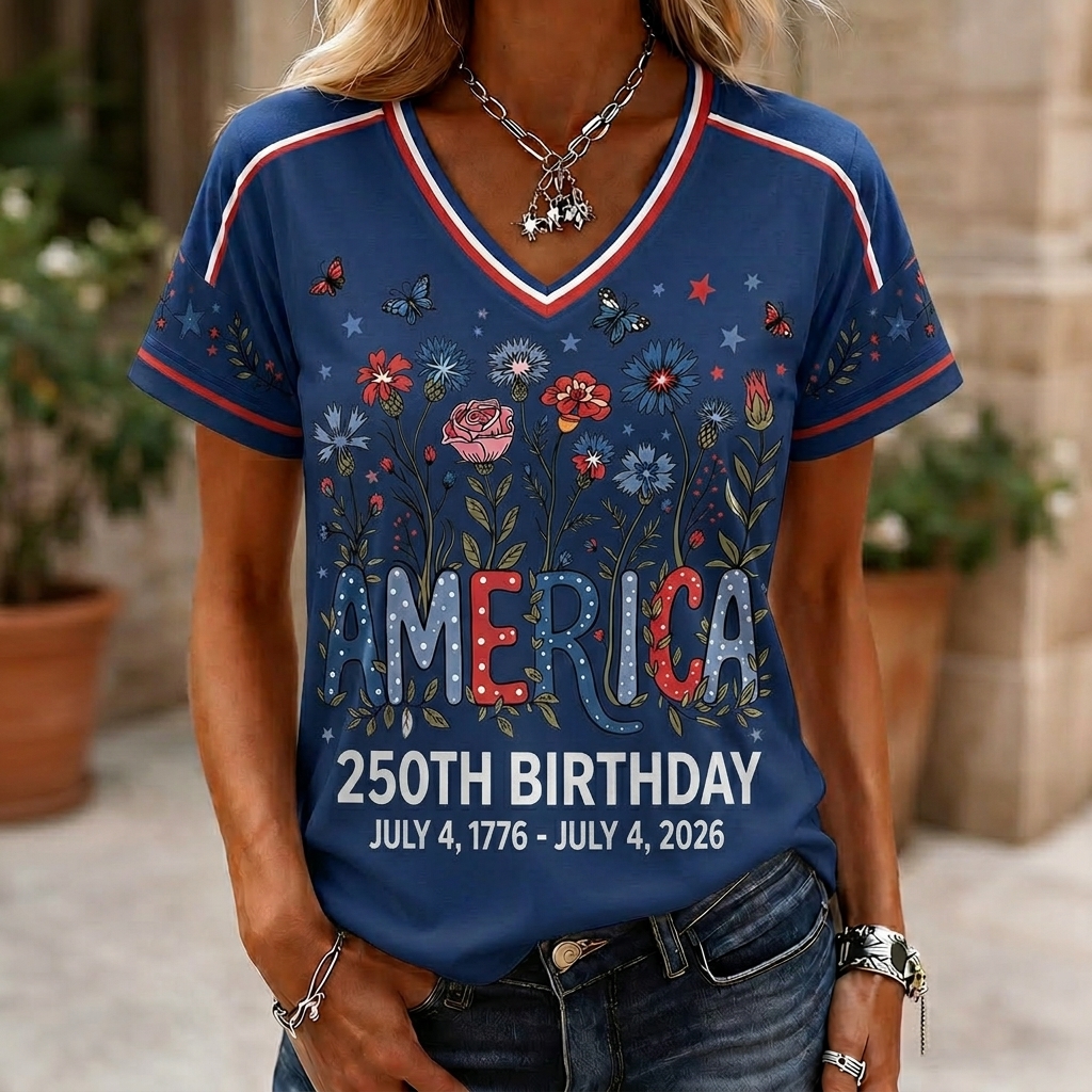 U.S. Founding 250th Anniversary Commemorative Casual Printed T-Shirt