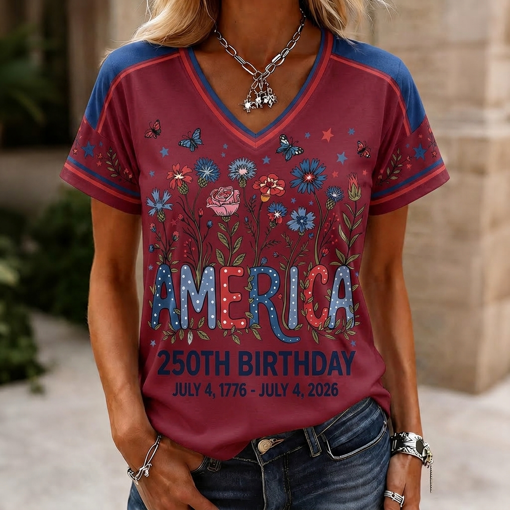 U.S. Founding 250th Anniversary Commemorative Casual Printed T-Shirt