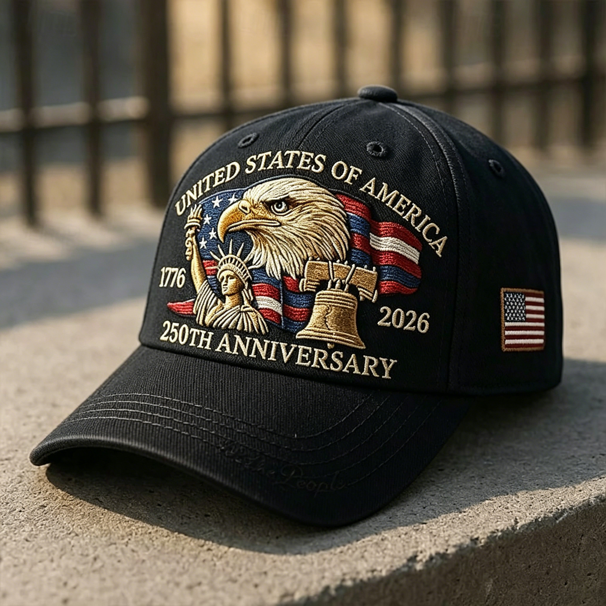 Men’s Patriotic 250th Anniversary USA Eagle & Liberty Embroidered Baseball Cap