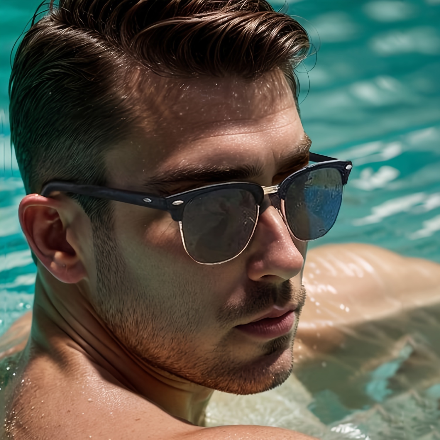 Classic Semi-Rimless Browline Sunglasses, Retro Polarized UV400 Protection Shades for Men and Women