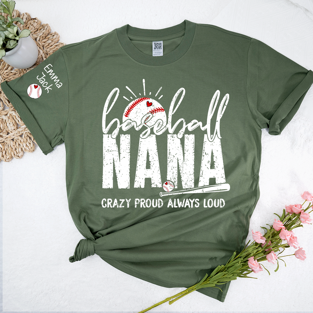 Custom Baseball Nana T-Shirt, Personalized Sports Grandma Tee for Game Day