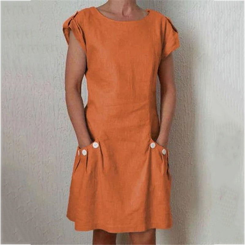 (S-5XL) Women's summer dresses with short sleeves for everyday wear