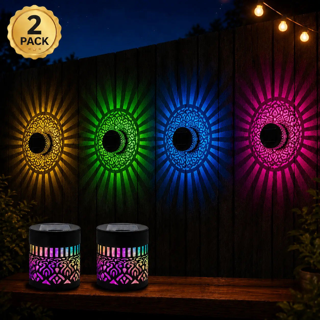 📢50%OFF📢Seven-Color Changing Solar Mandala Projection Wall Light