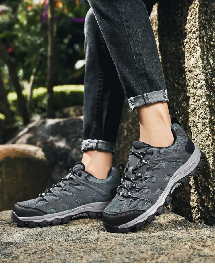 Men's Outdoor Hiking Shoes &ndash; Breathable Waterproof Low-Cut Walking Shoes with Non-Slip Traction, Abrasion-Proof Build & Orthopedic Wide Toe Arch Support