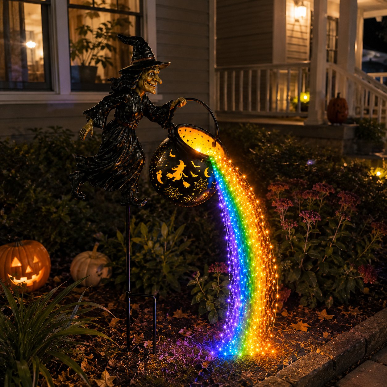 Halloween Witch Cauldron Garden Light