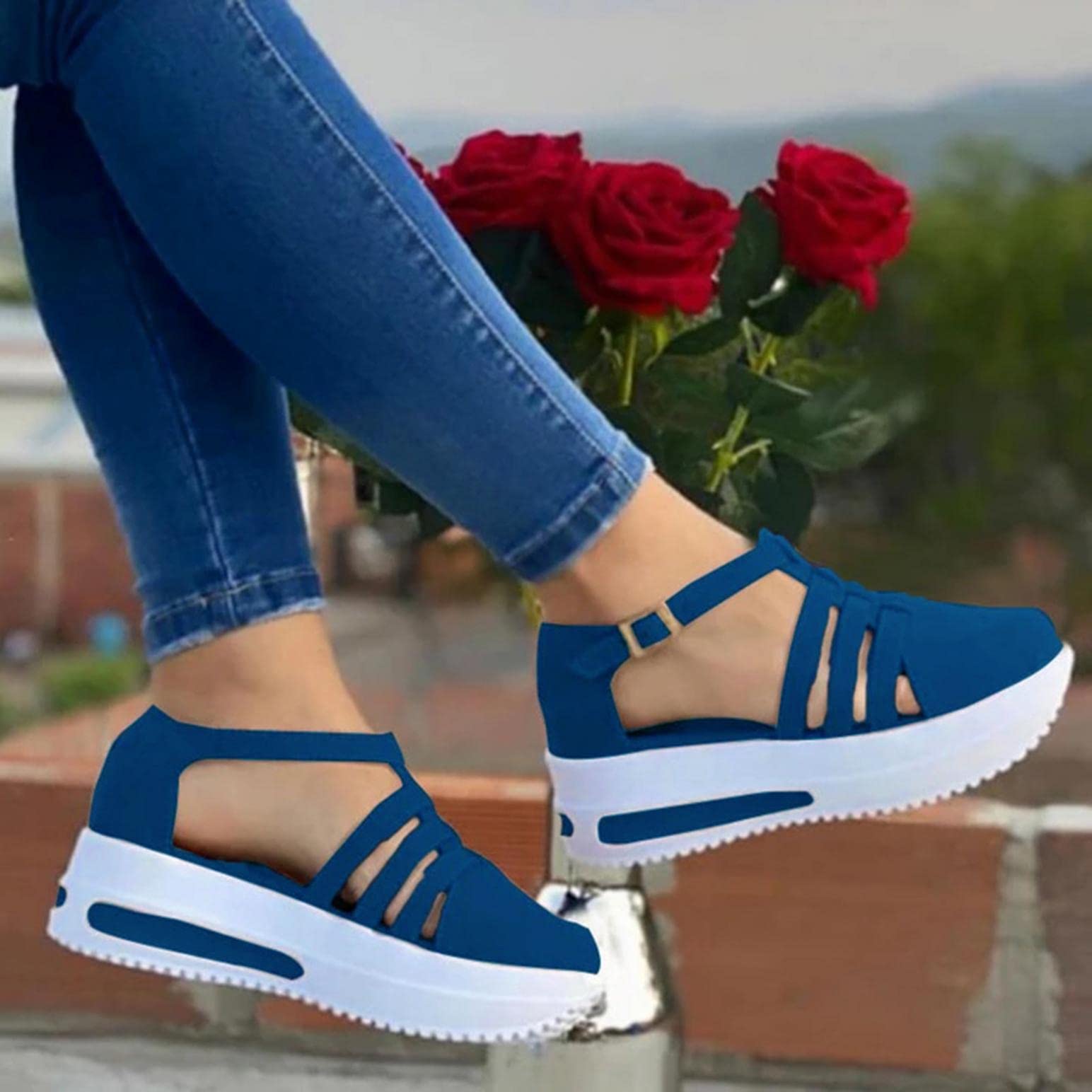 Grishay Women Sandals Casual Thick Bottom Comfortable Mid Heels Sandals