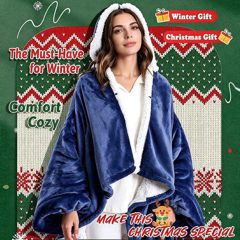 🎄Christmas Flash Sale! Up To 70% Off🔥Heated Wearable Hooded Blanket Robe, Warm & Cozy Winter Gift