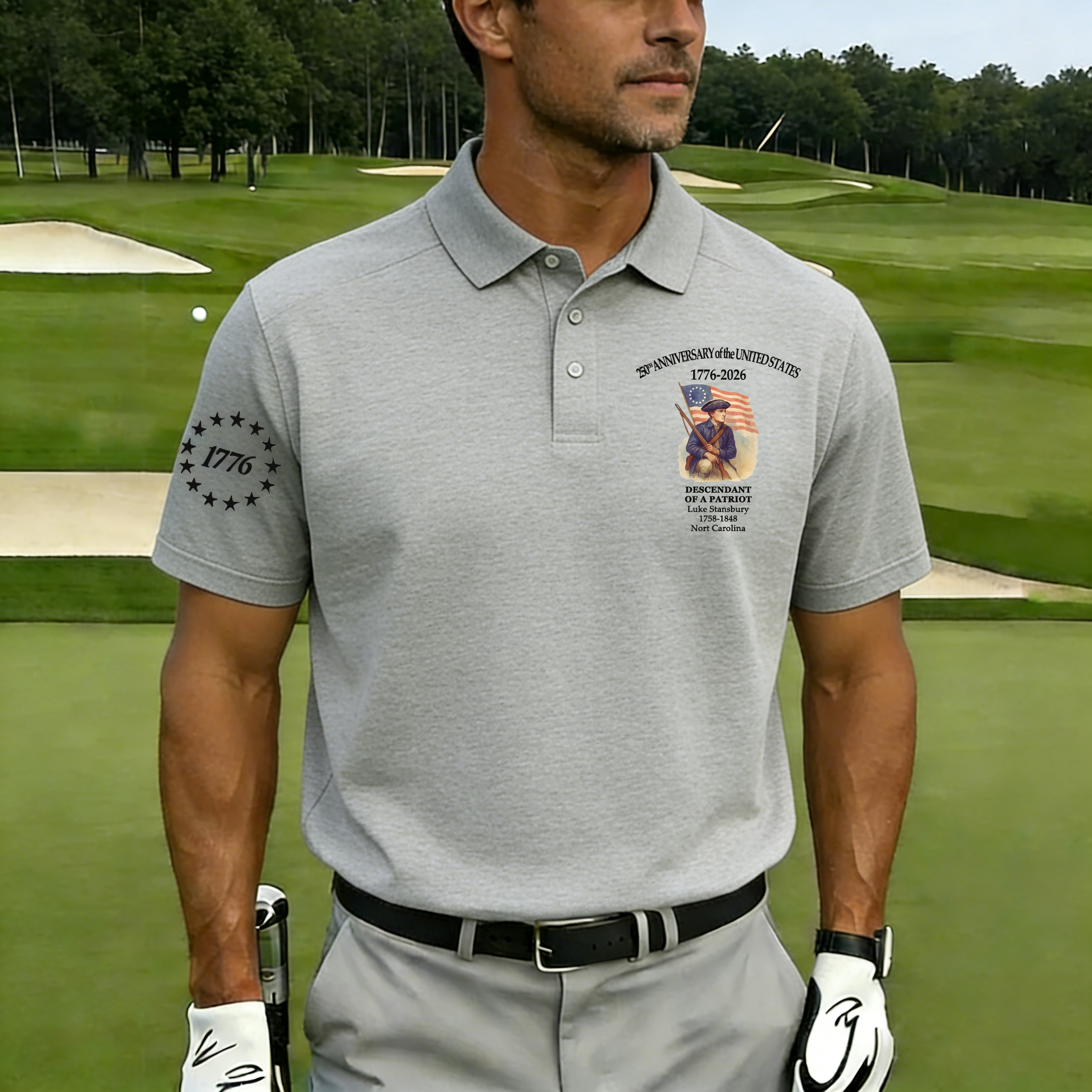 Men's Vintage 250th US Independence Day Descendant of a Patriot Polo Shirt