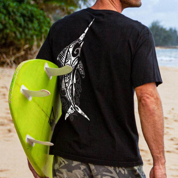 Tribal Marlin Jet Black Pima short-sleeved T-shirt