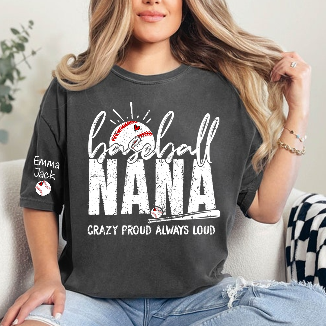 Custom Baseball Nana T-Shirt, Personalized Sports Grandma Tee for Game Day