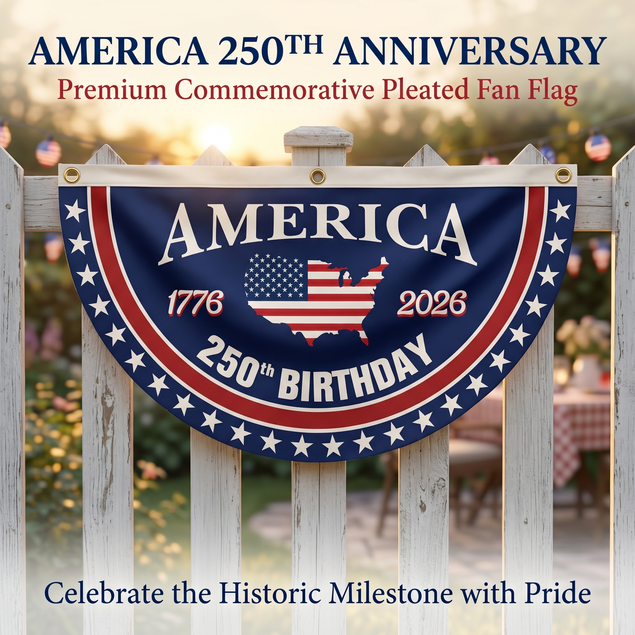 USA 250th Anniversary Commemorative Half-Round Flag - 1776-2026 Patriotic Garden Banner