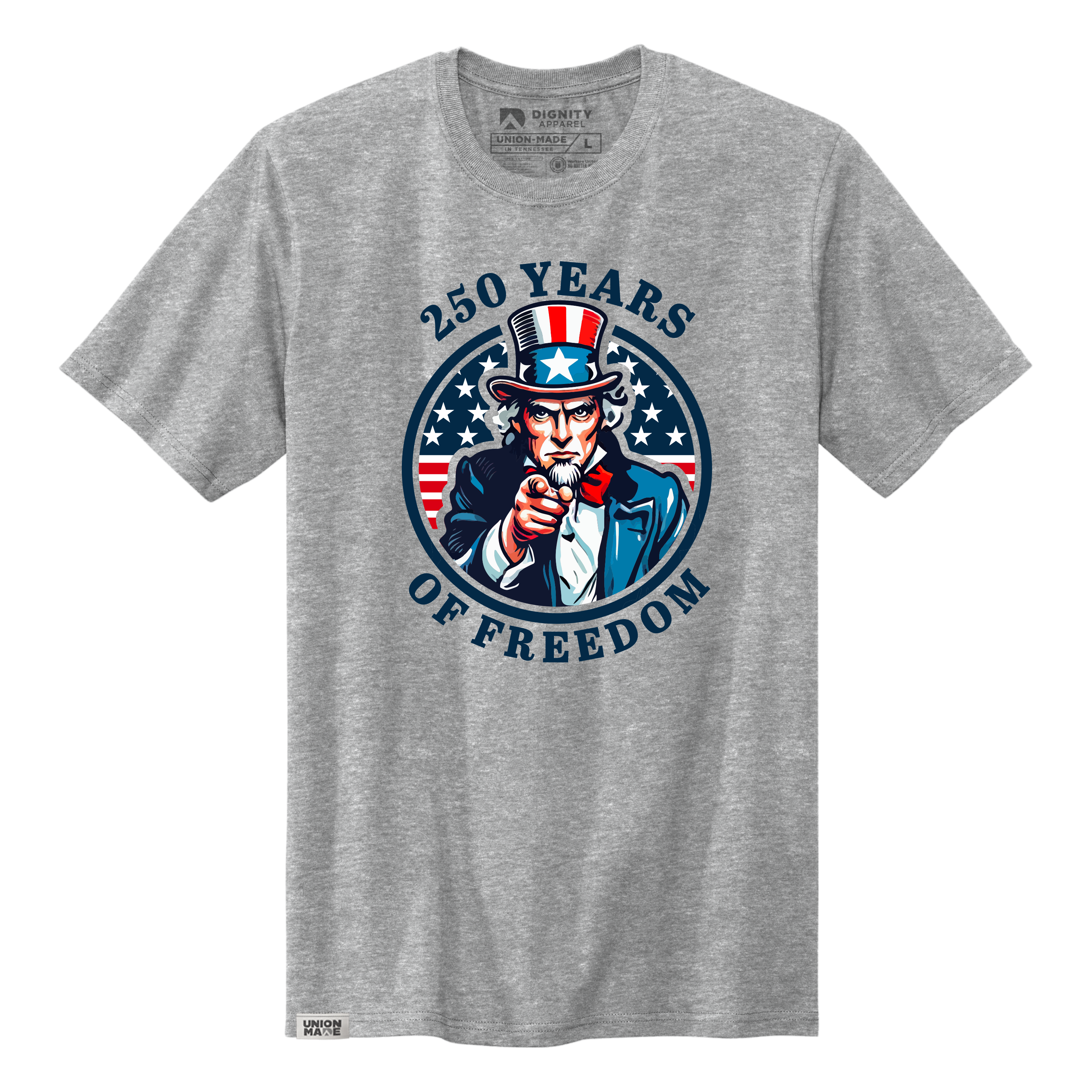 Uncle Sam Freedom Tee - Made in the USA - Gray