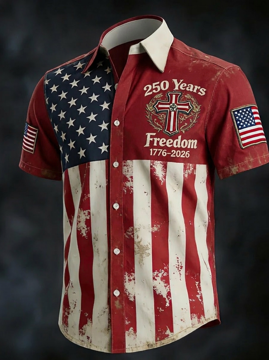 Men's America 250th Anniversary Art Print Casual T-Shirt