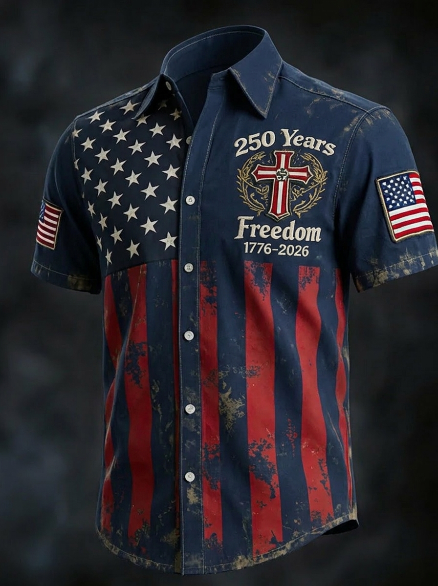 Men's America 250th Anniversary Art Print Casual T-Shirt