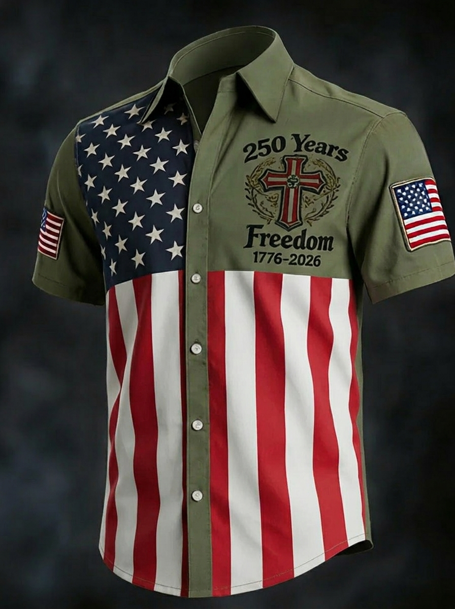 Men's America 250th Anniversary Art Print Casual T-Shirt