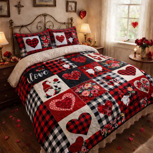 Gnome Love Patchwork Duvet Cover Set GFTOHD13294   