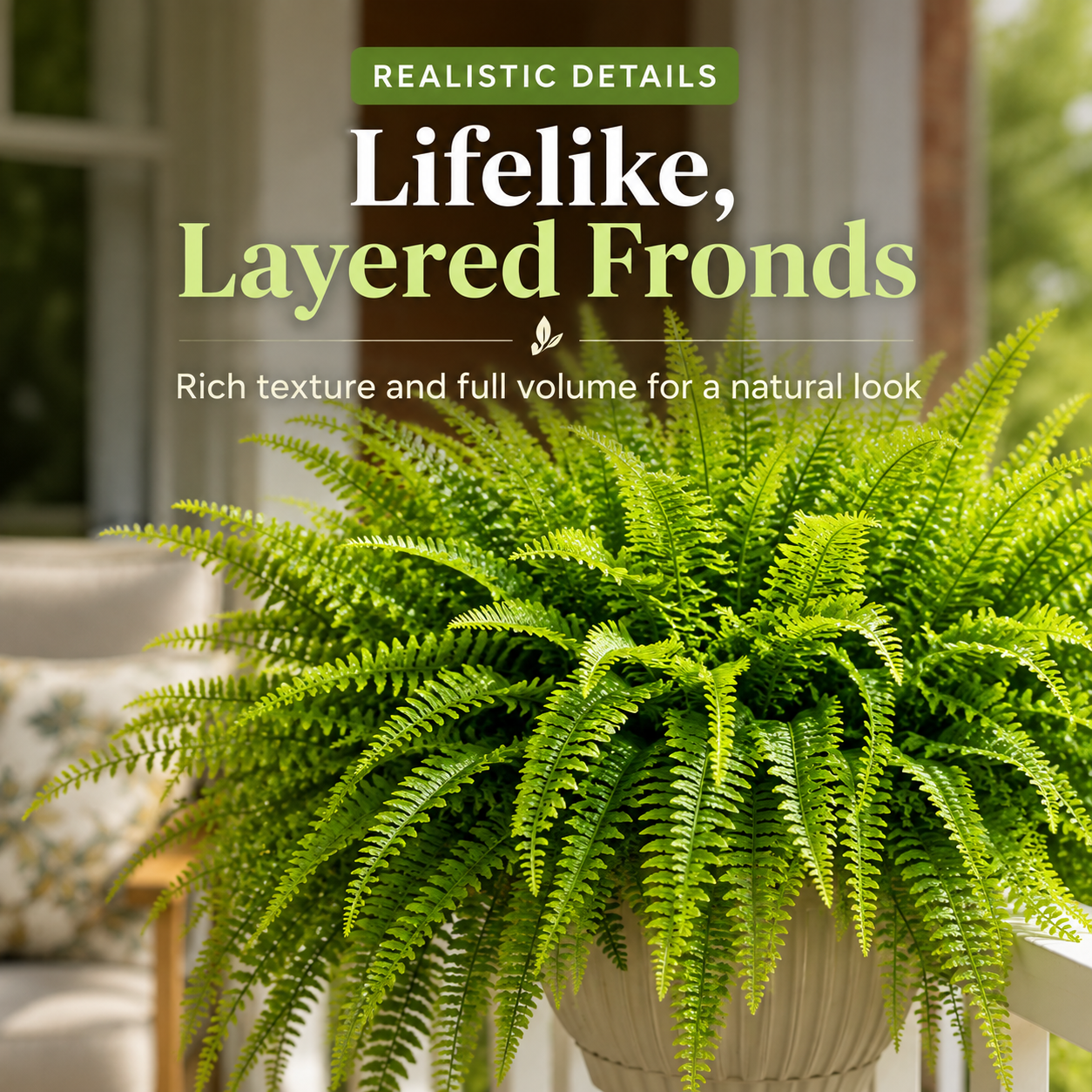 UV Resistant Lifelike Artificial Boston Fern