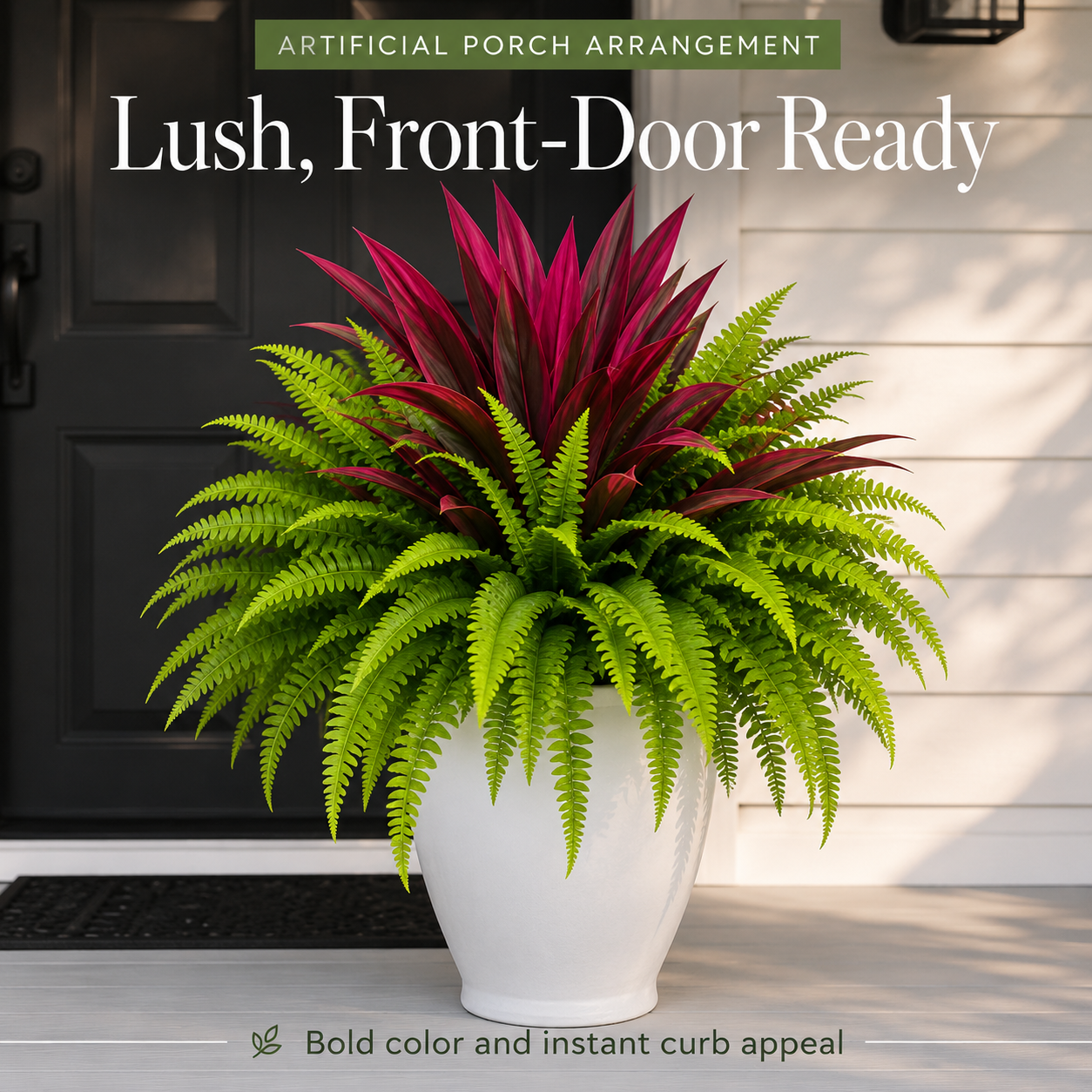 💥 BUY 1 GET 1 FREE (2 PCS) 🔥 UV-Resistant Artificial Fern & Red Dracaena Decorative Plants – Full, Lush & Fade-Resistant!