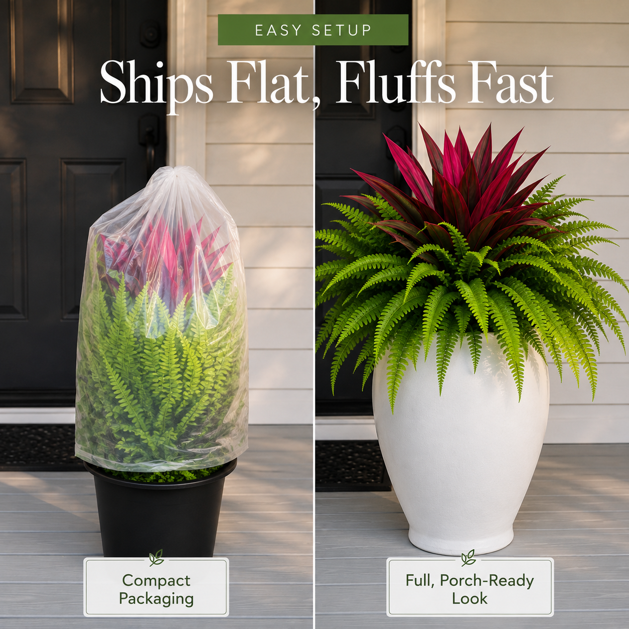 💥 BUY 1 GET 1 FREE (2 PCS) 🔥 UV-Resistant Artificial Fern & Red Dracaena Decorative Plants – Full, Lush & Fade-Resistant!