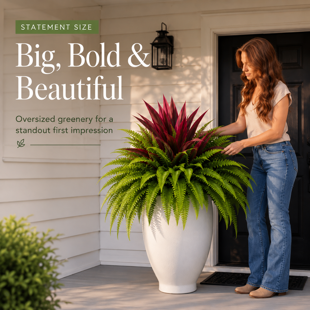 💥 BUY 1 GET 1 FREE (2 PCS) 🔥 UV-Resistant Artificial Fern & Red Dracaena Decorative Plants – Full, Lush & Fade-Resistant!