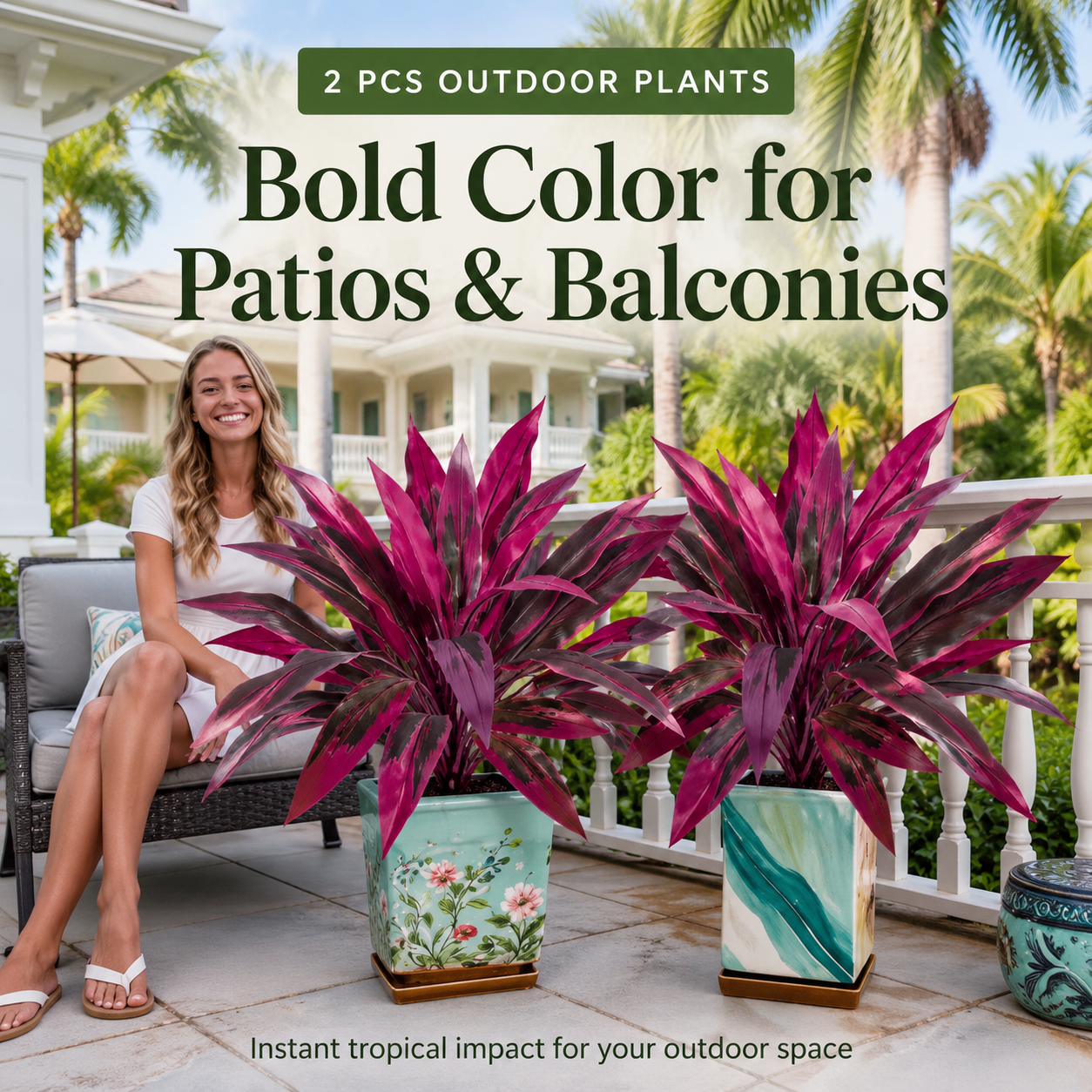 🔥Last Day 50% OFF🔥2Pcs Artificial Boston Fern & Dragon's Blood Tree Plants