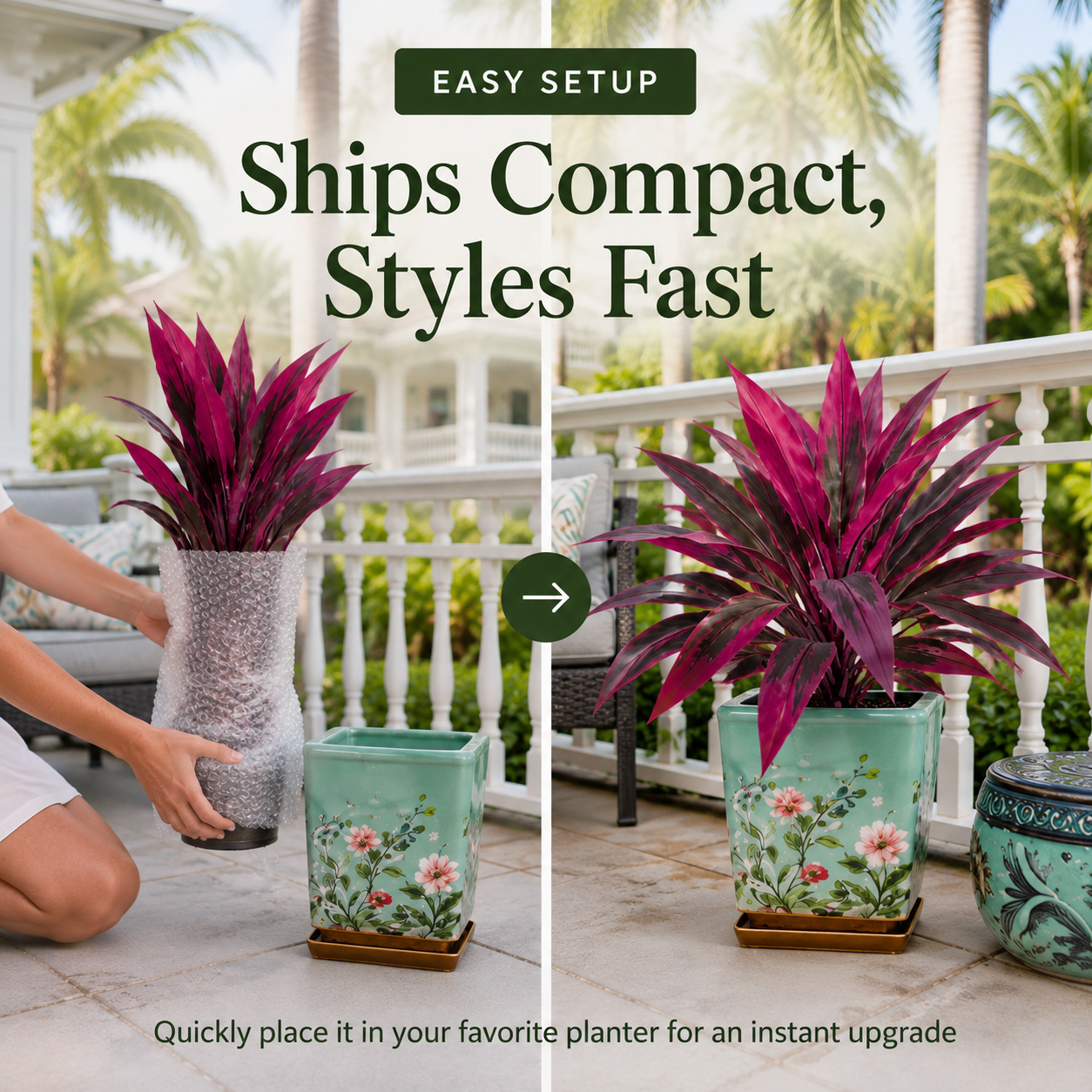 🔥Last Day 50% OFF🔥2Pcs Artificial Boston Fern & Dragon's Blood Tree Plants