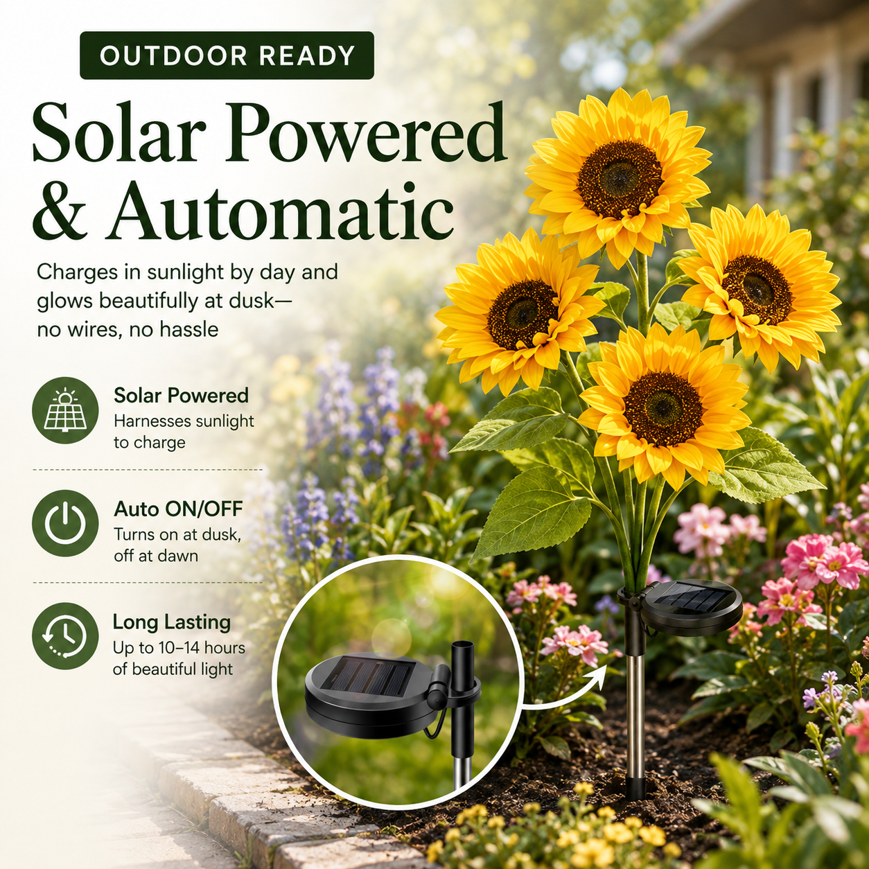 🌻Factory Direct Sales 49% Off !- 🌞Solar LED Sunflower Garden Lights-29.6inch/74cm