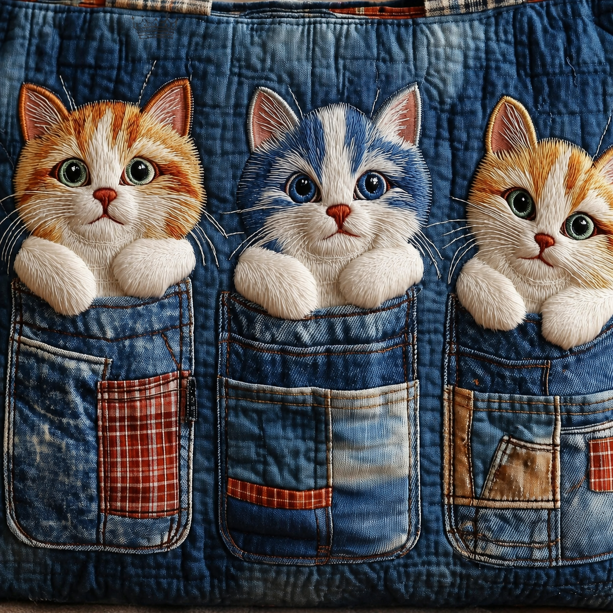 Cat Pockets Quilted Tote Bag GFTONT4069