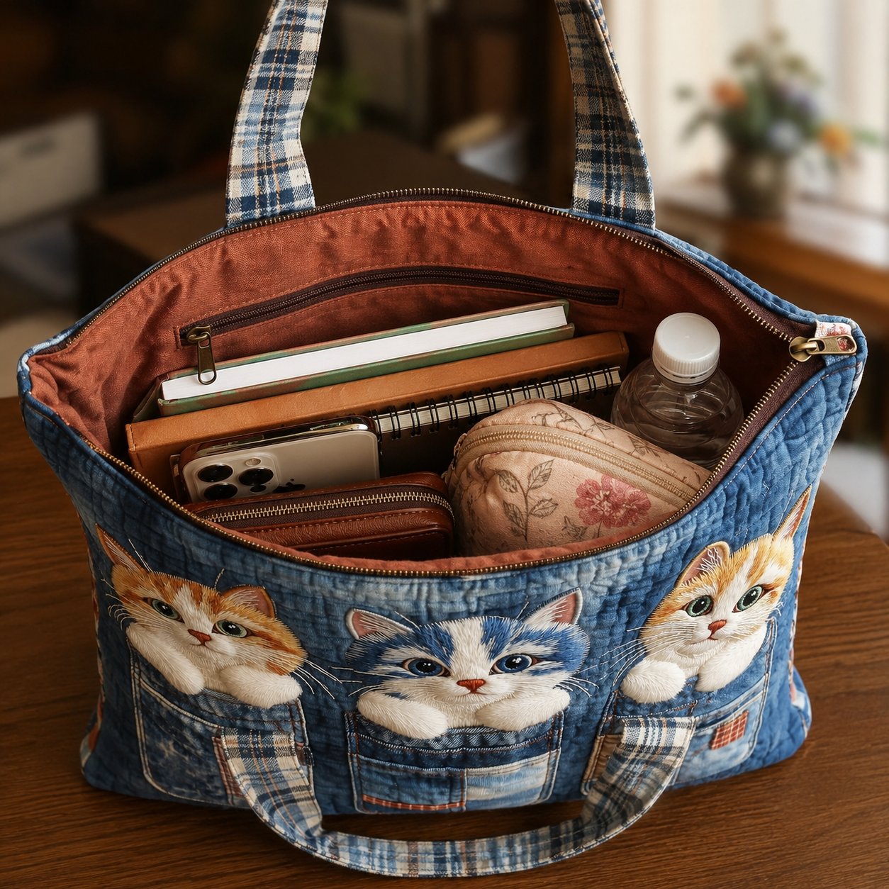 Cat Pockets Quilted Tote Bag GFTONT4069