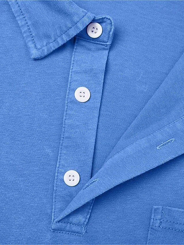 Men’s 100% cotton denim-style polo shirts, short-sleeve button-down golf shirts—breathable, moisture-wicking, soft, and comfortable.
